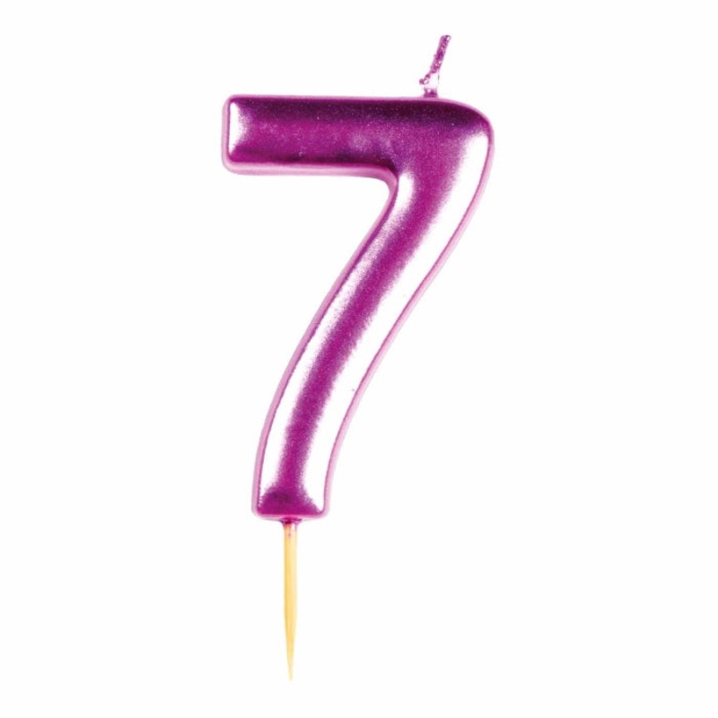 Pink Metallic Number 7 Cake Candle