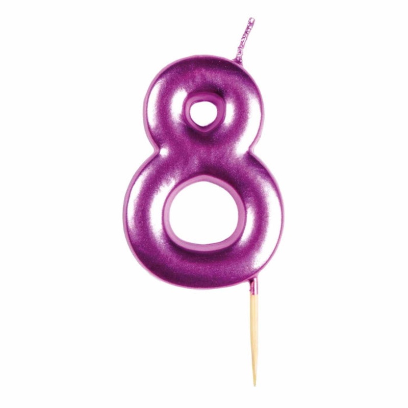 Pink Metallic Number 8 Cake Candle