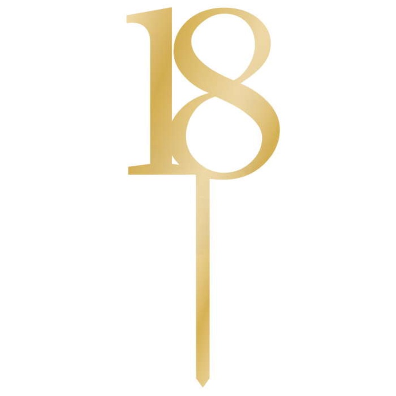 Gold 18 Birthday Cake Topper 8 x 15cm
