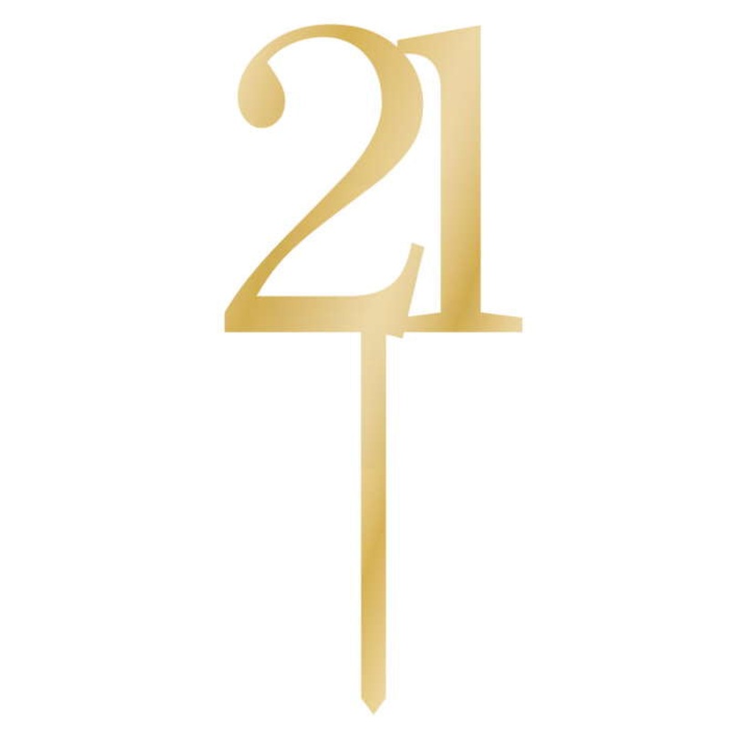 Gold 21 Birthday Cake Topper 8 x 15cm