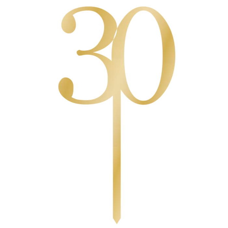 Gold 30 Birthday Cake Topper 8 x 15cm