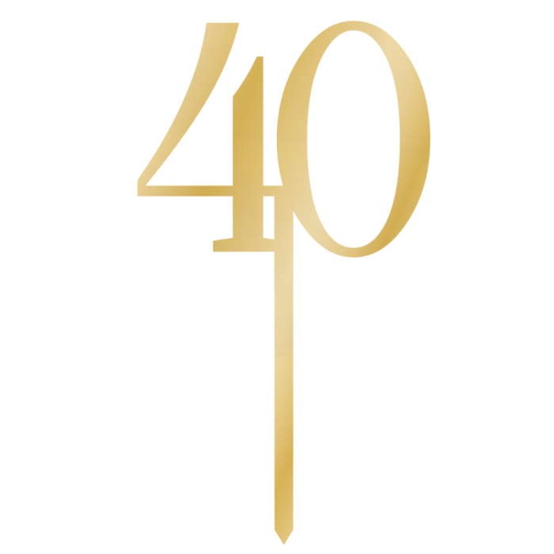 Gold 40 Birthday Cake Topper 8 x 15cm