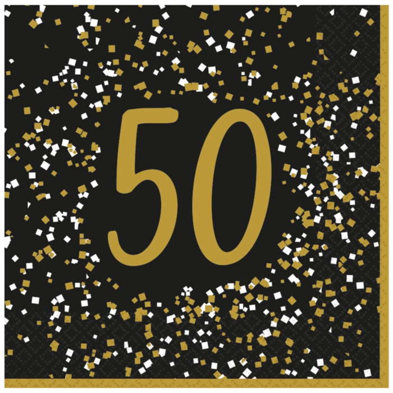 Gold Celebration 50th Birthday Napkins Pack of 16