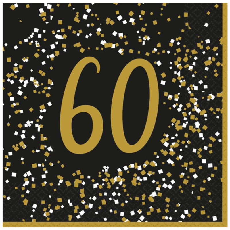 Gold Celebration 60th Birthday Napkins Pack of 16