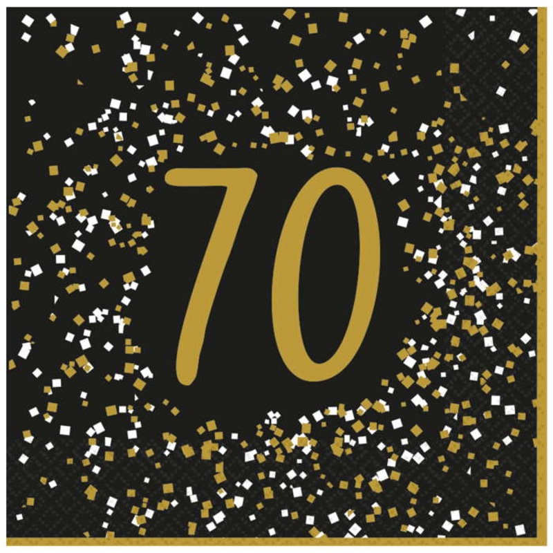 Gold Celebration 70th Birthday Napkins Pack of 16