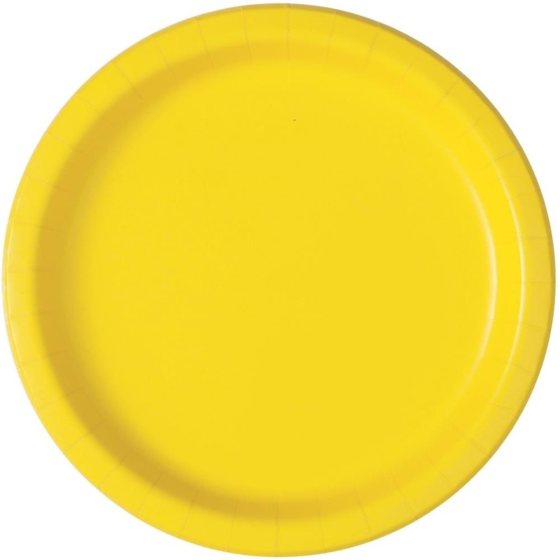 Neon Yellow Party Cake Plates Pack of 20