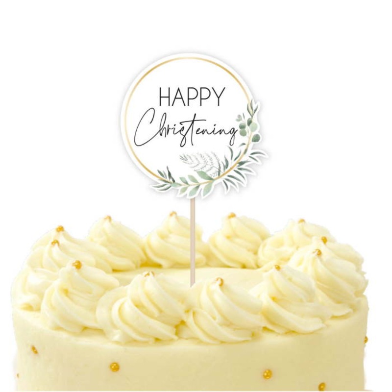 Floral Christening Cake Topper