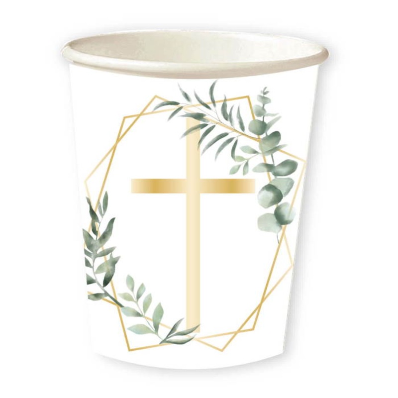 Floral Disposable Paper Communion Cups Pack of 8