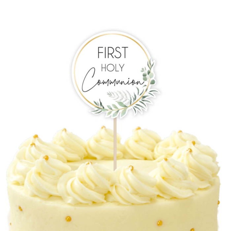 Floral First Holy Communion Cake Topper