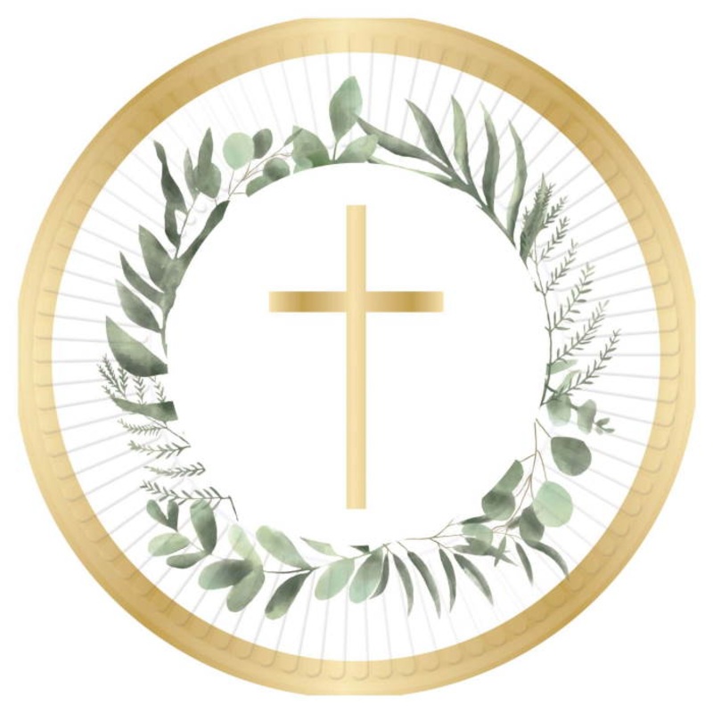 Floral Holy Communion Paper Plates Pack of 8