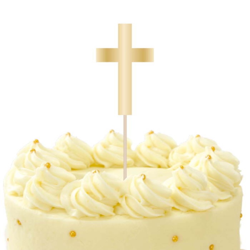 Gold Cross Communion Cake Topper