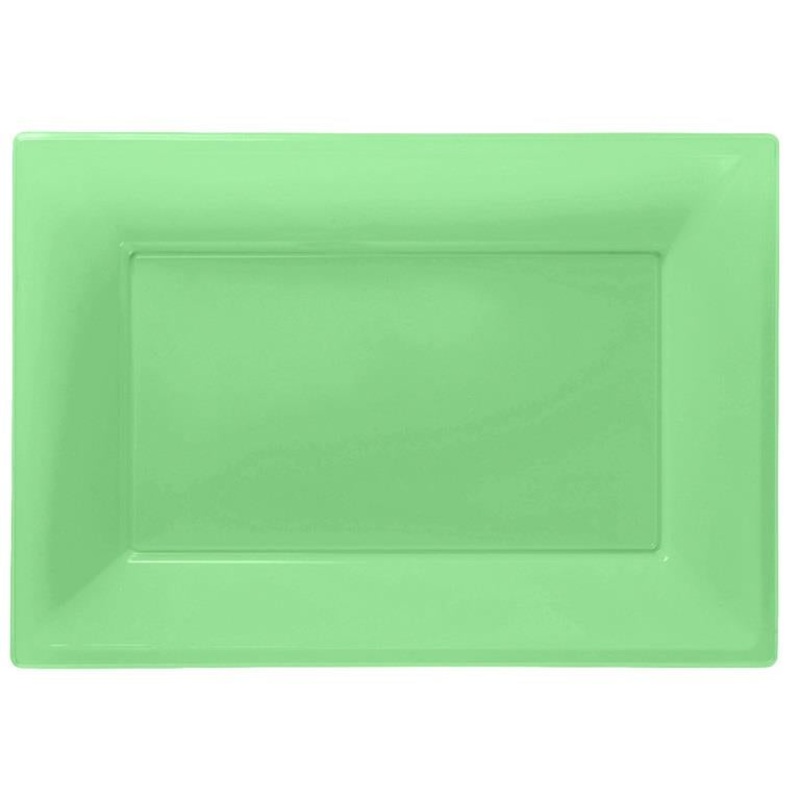 Lime Green Plastic Party Serving Platter Plates Pack of 3