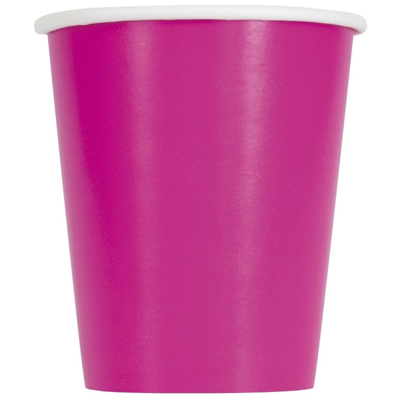 Neon Pink Party Cups Pack of 14