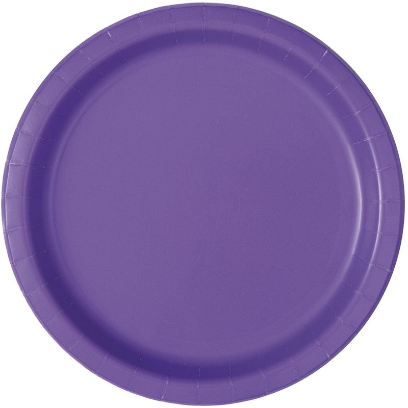 Neon Purple Party Cake Plates Pack of 20