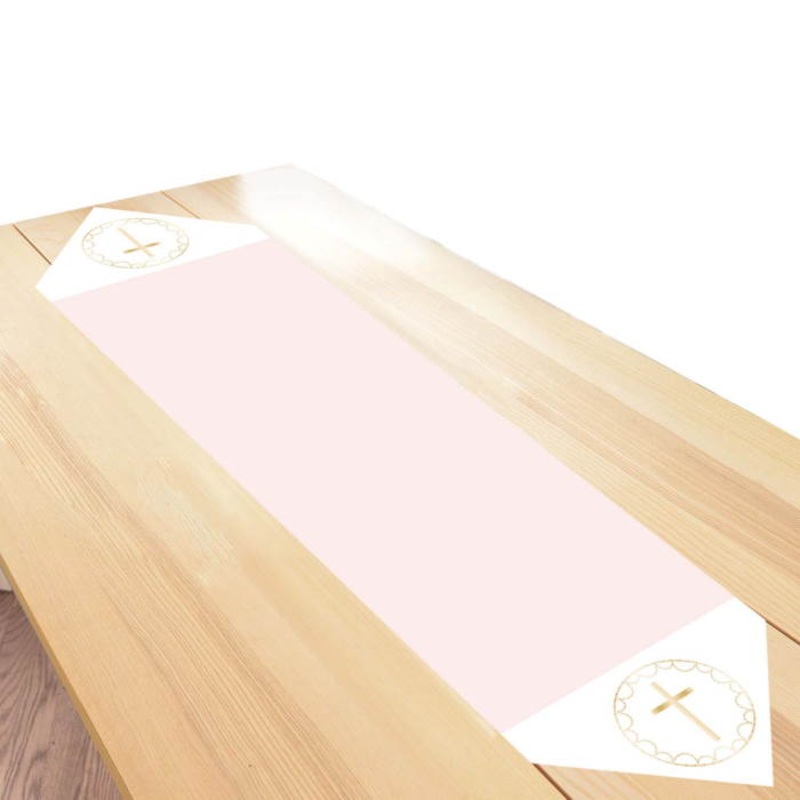Pink Botanical First Communion Table Runner