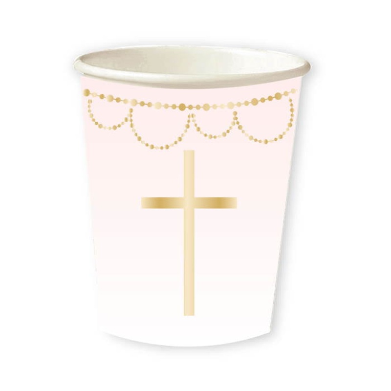 Pink Botanical Paper Communion Cups Pack of 8
