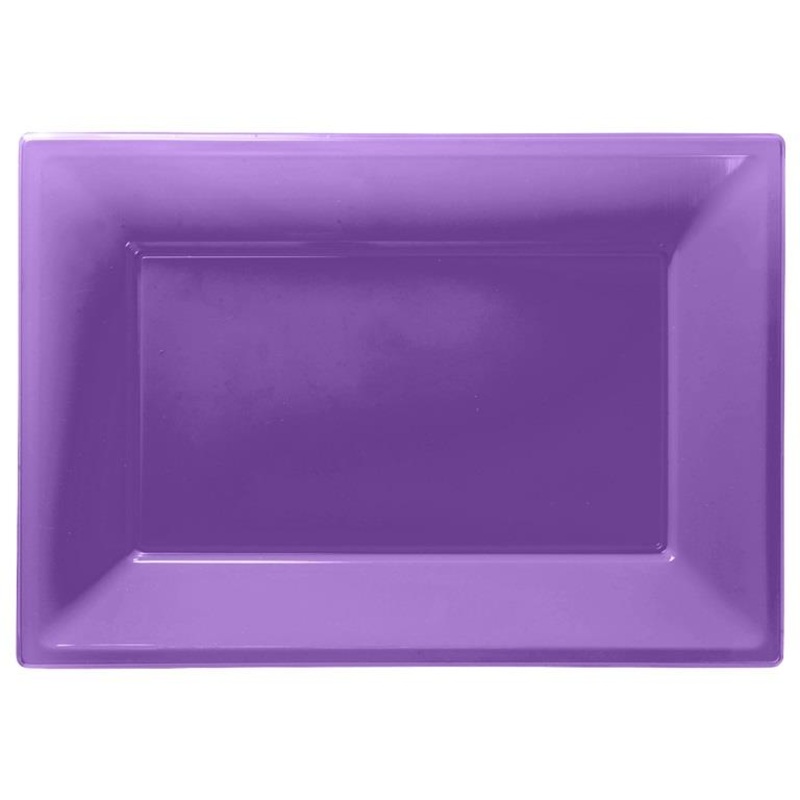 Purple Plastic Party Serving Platter Plates Pack of 3