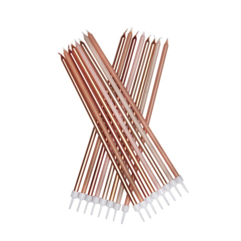 Extra Tall Cake Candles - Neutral Metallic Mix Pack of 12