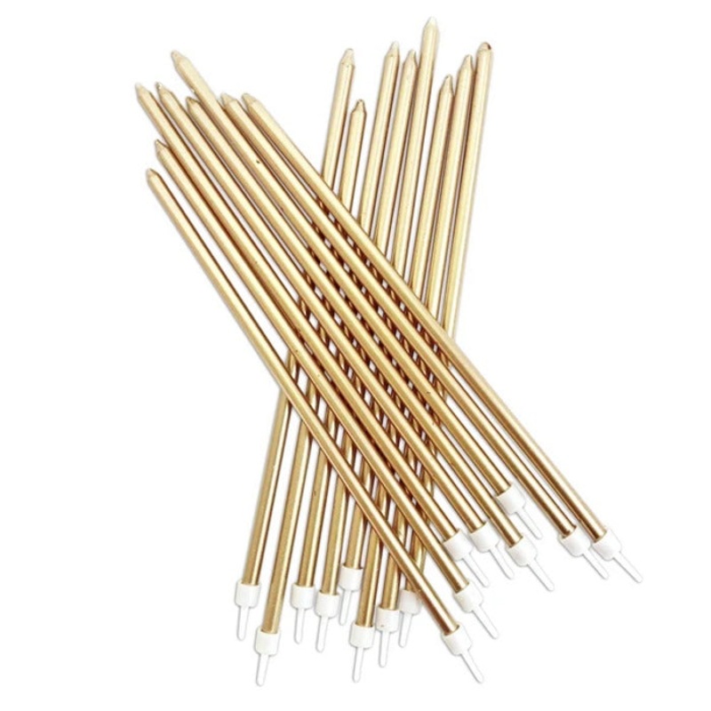 Extra Tall Gold Birthday Candles Pack of 16