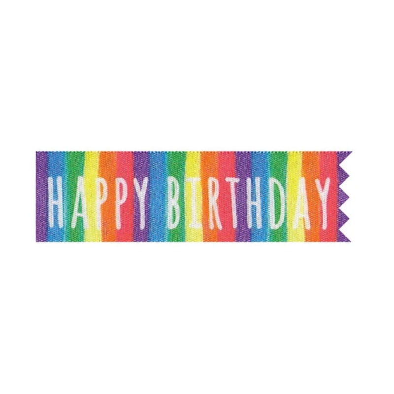 Happy Birthday Cake Ribbon Rainbow Stripes