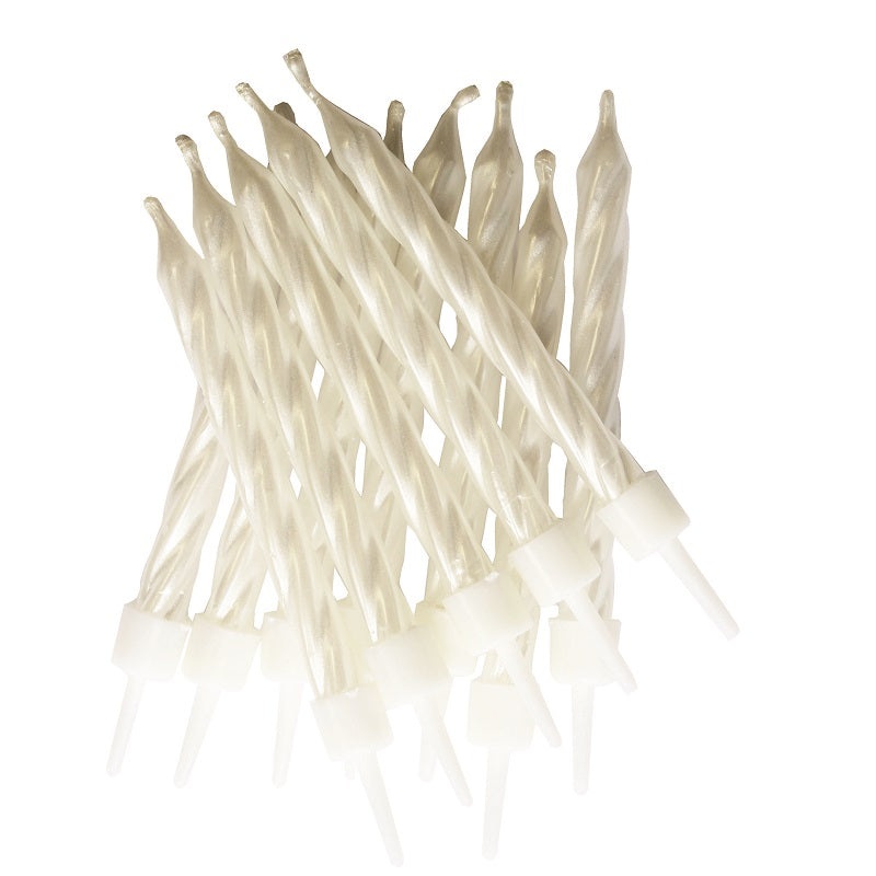 Pearl White Cake Candles Pack of 12
