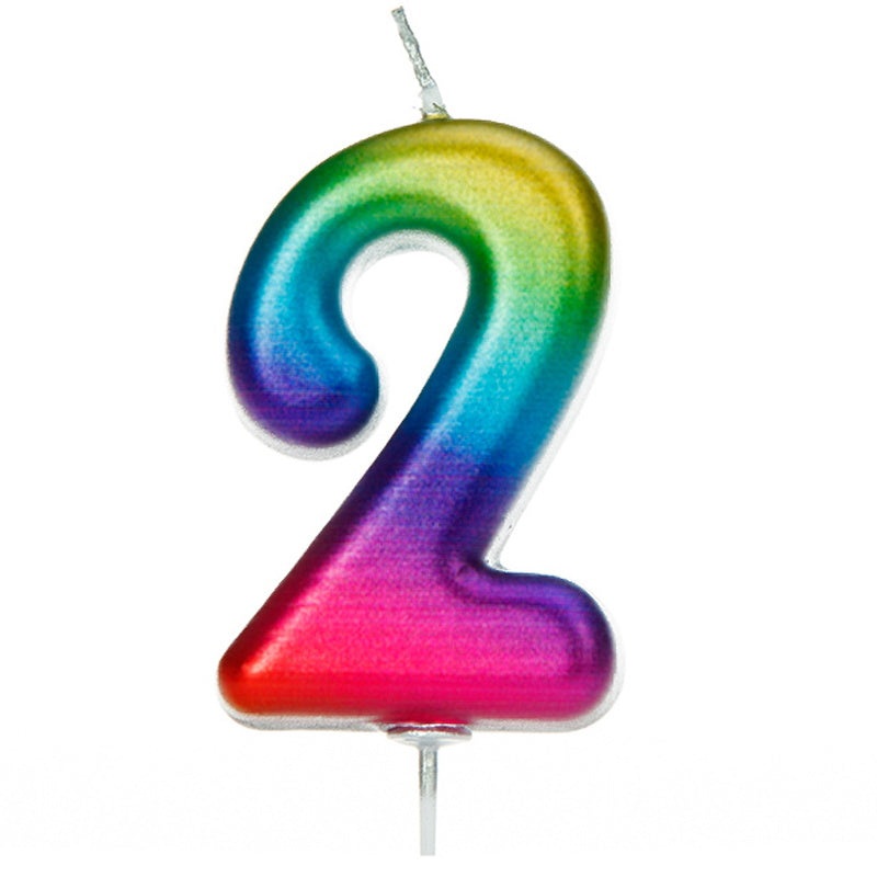 Rainbow Coloured Candle Number 2