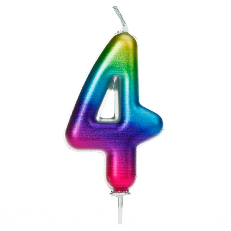 Rainbow Coloured Candle Number 4