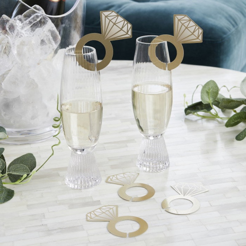 Engagement Ring Glass Decorations 12 Pack
