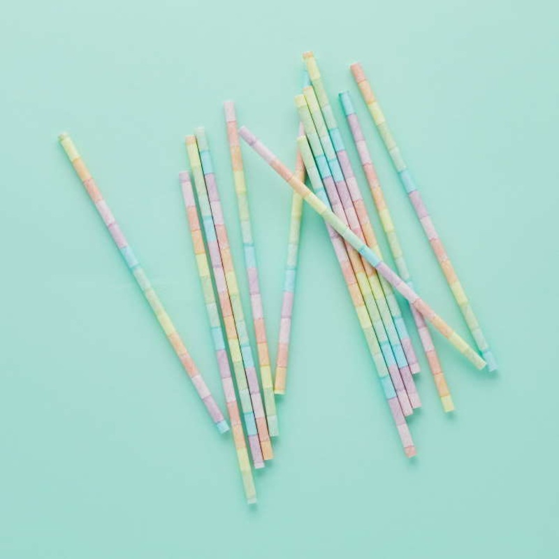 Pastel Rainbow Paper Straws 20 Pack