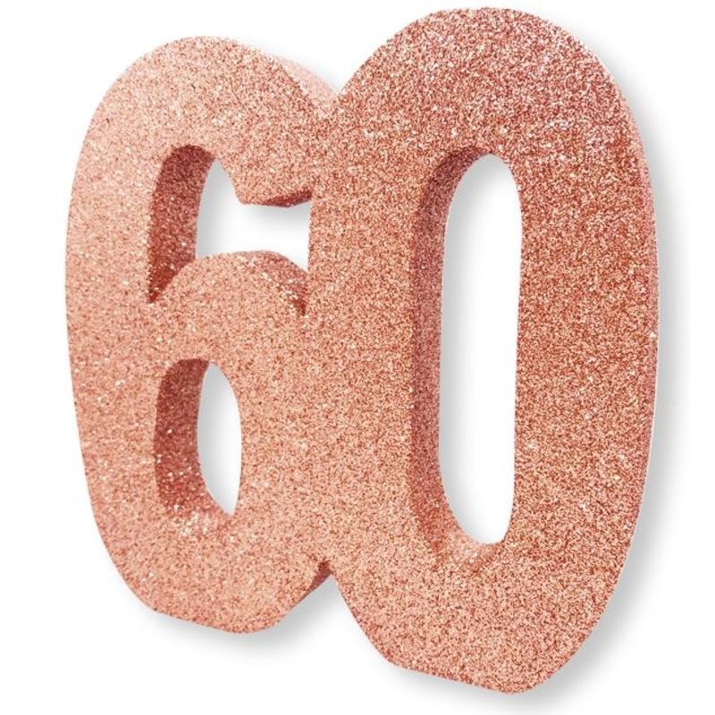 Rose Gold Glitter Number | Age 60 Table Centrepiece | Decoration - Buy Online
