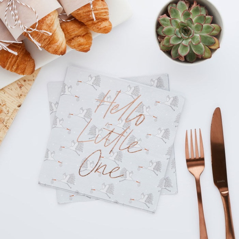 Hello Little One Rose Gold Baby Shower Napkins Pack of 20
