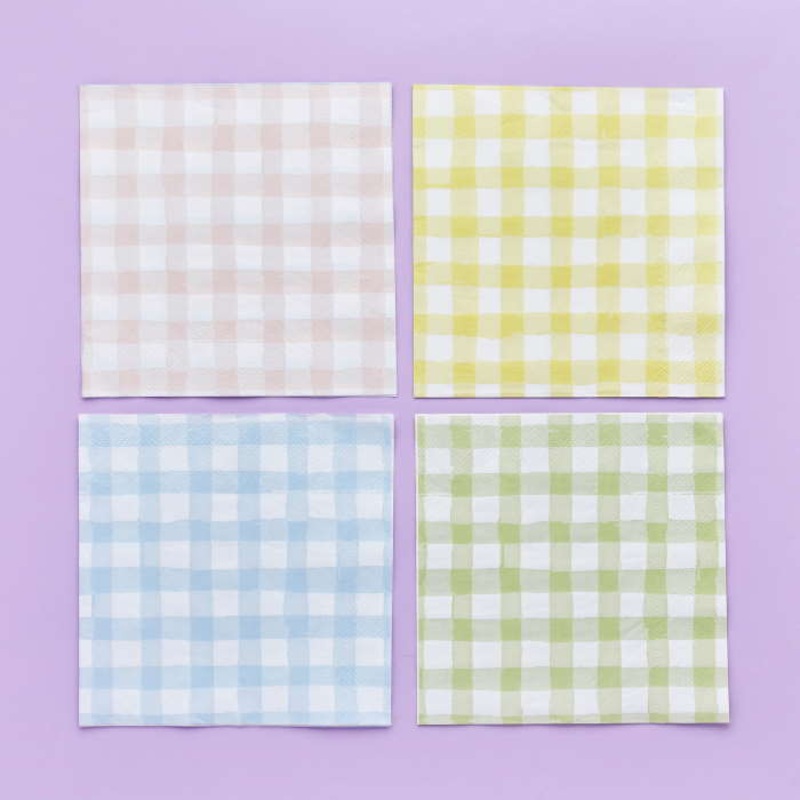 Mixed Gingham Napkins 16 Pack