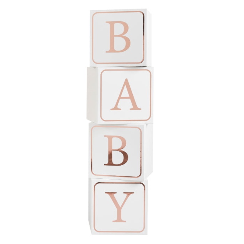 Rose Gold Giant Baby Shower Block Decorations Pack of 4