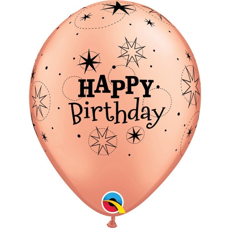 Sparkling Rose Gold Happy Birthday Latex Balloons