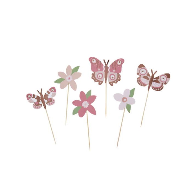 Flower and Butterfly Food Picks 12 Pack