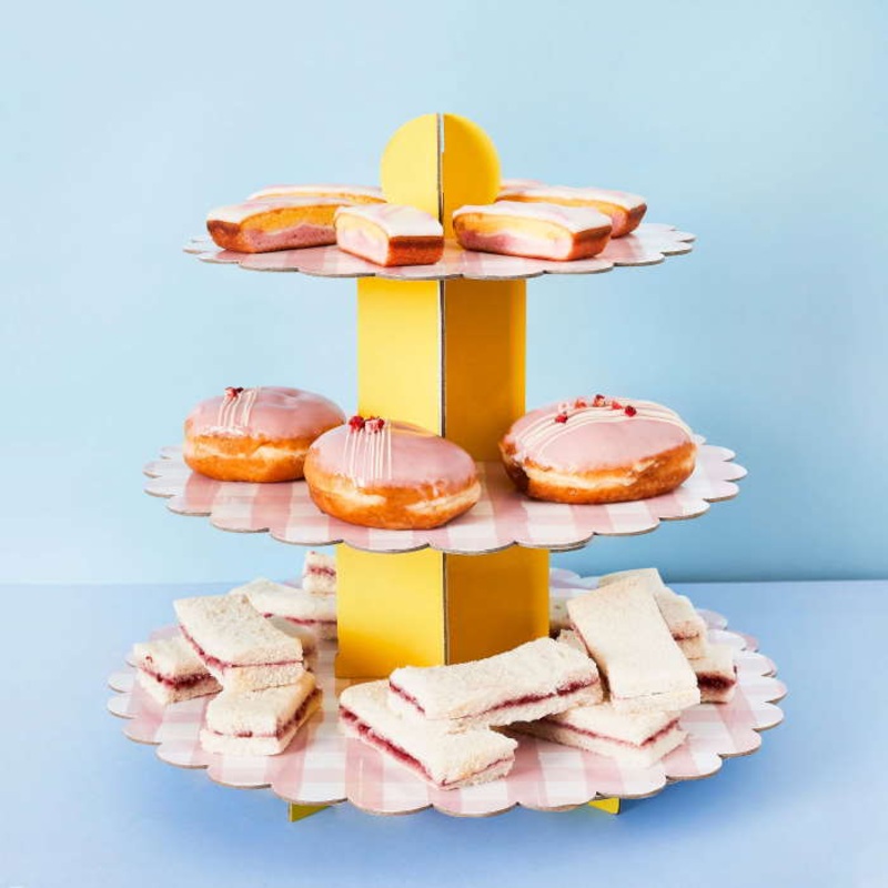 Gingham Cake Stand 3 Tier