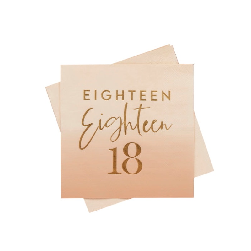 Gold and Nude Blush 18th Birthday Paper Napkins Pack of 16