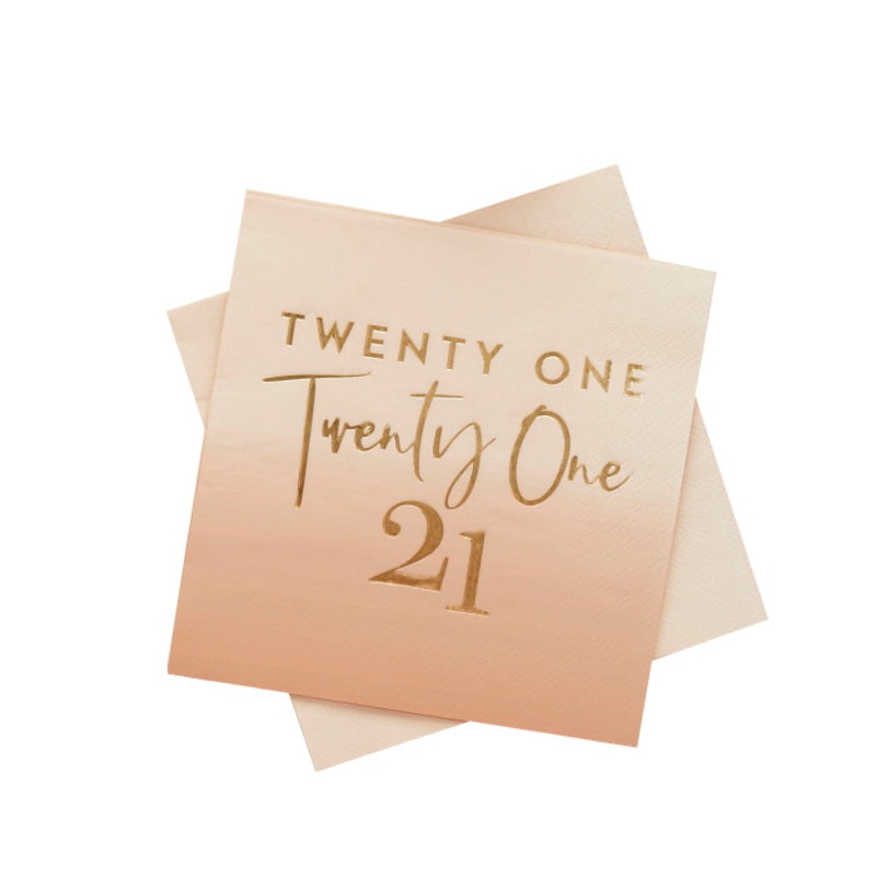 Gold and Nude Blush 21st Birthday Paper Napkins Pack of 16