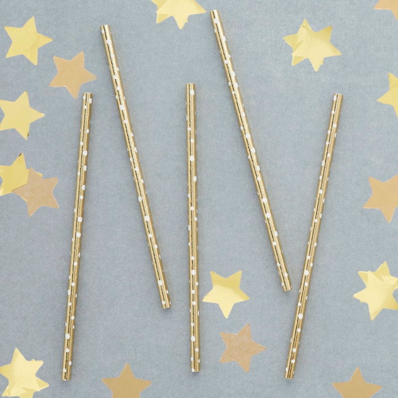 Gold Dot Paper Straws Pack of 20