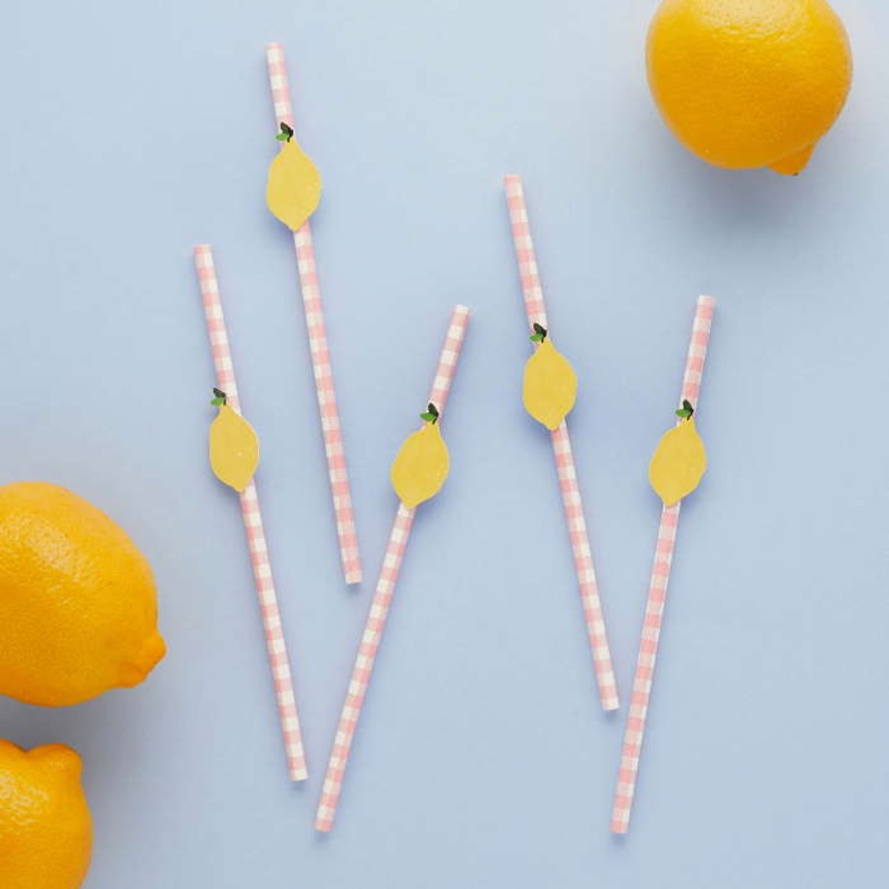 Lemon Paper Straws 20 Pack