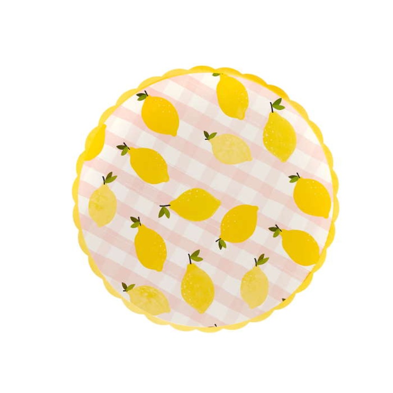 Paper Lemon and Gingham Plates 8 Pack