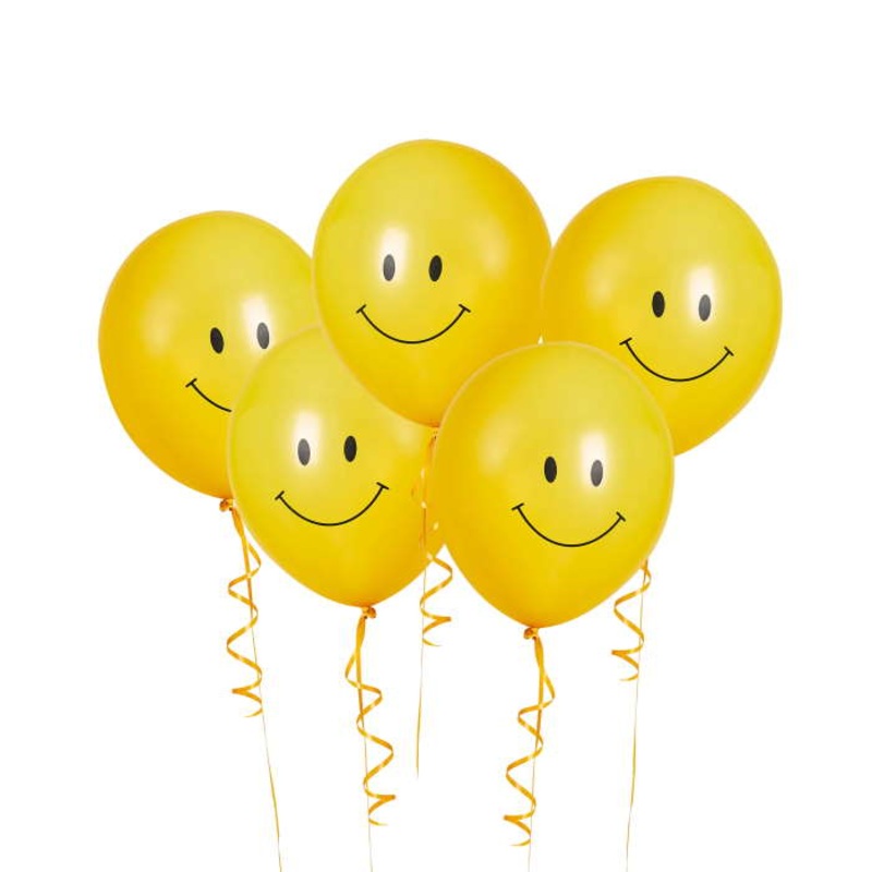 Smile Face Latex Balloons 5 Pack