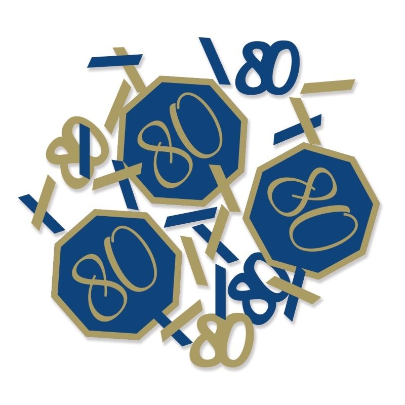 Blue and Gold 80th Birthday Confetti