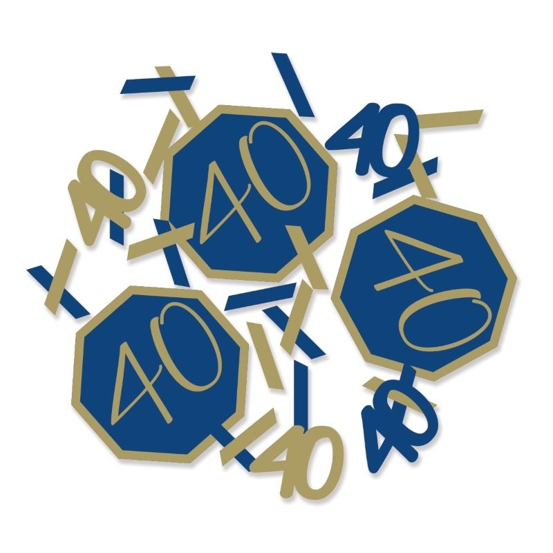 Blue and Gold Geometric 40th Birthday Confetti