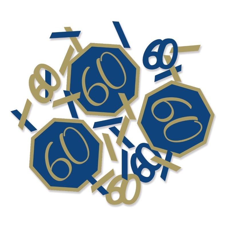 Blue and Gold Geometric 60th Birthday Confetti
