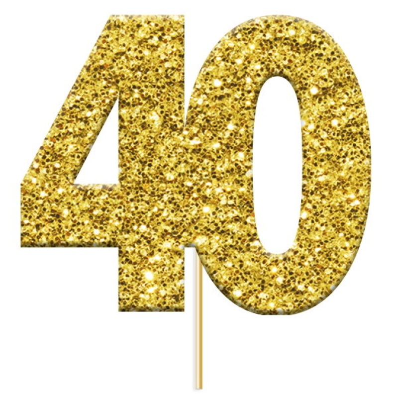 Glittering Gold 40th Birthday Cake Toppers Pack of 12