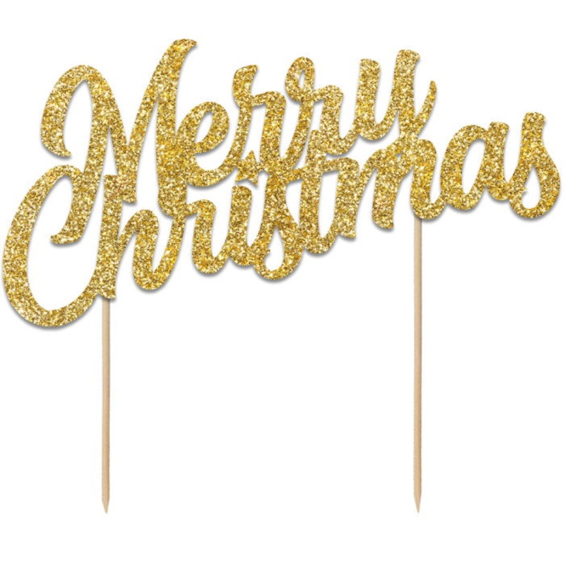 Gold Merry Christmas Cake Topper