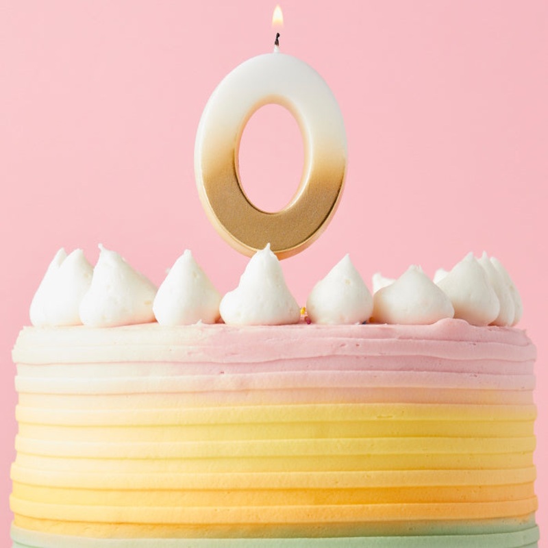 Gold Ombre Number 0 Candle