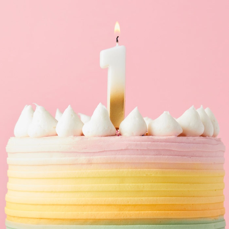 Gold Ombre Number 1 Candle