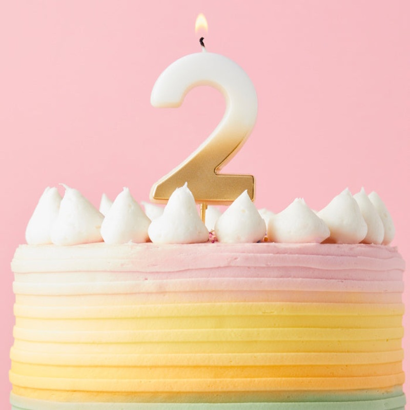 Gold Ombre Number 2 Candle